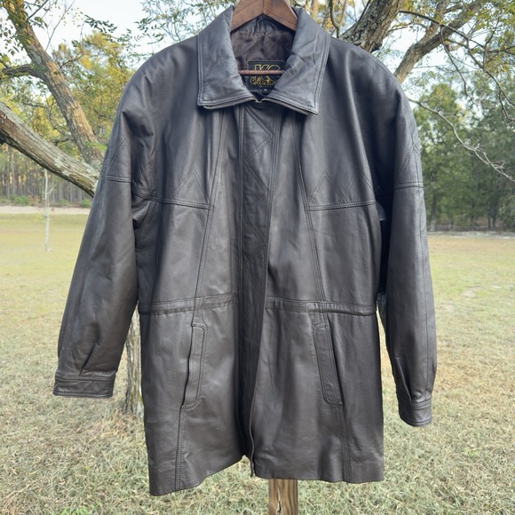 KC Collections Jackets & Blazers - Vintage KC Collections Leather Jacket Women XL Dark Brown Blanket Lining Western